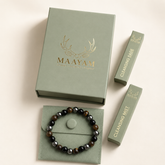 Triple protection crystal bracelet Hematite Black Obsidian Tiger Eye — Maayam India