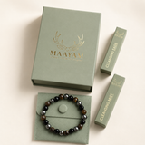 Triple protection crystal bracelet Hematite Black Obsidian Tiger Eye — Maayam India