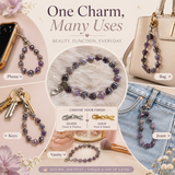 Heart Phone Charm – Amethyst with genuine heart-shaped Amethyst — Maayam India