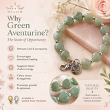 Heart Phone Charm – Green Aventurine close-up detail of natural crystals — Maayam India