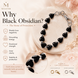 Heart Phone Charm – Black Obsidian close-up detail of natural crystals — Maayam India
