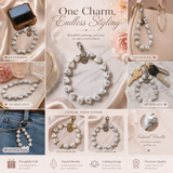 Heart Phone Charm – Howlite close-up detail of natural crystals — Maayam India