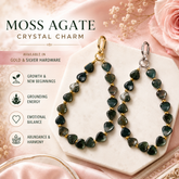 Heart Phone Charm – Moss Agate — crystal charm for growth and new beginnings — Maayam India