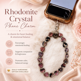 Heart Phone Charm – Rhodonite — crystal charm for compassion and emotional healing — Maayam India