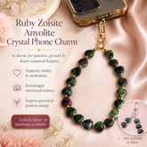 Heart Phone Charm – Ruby Zoisite (Anyolite) — crystal charm for vitality and heart healing — Maayam India