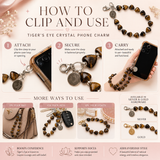 Heart Phone Charm – Tiger Eye close-up detail of natural crystals — Maayam India
