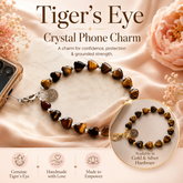 Heart Phone Charm – Tiger Eye — crystal charm for courage and confidence — Maayam India