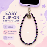 Calm & Clarity Phone Charm (Black Obsidian + Amethyst)