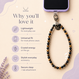 Triple Shield Phone Charm (Black Tourmaline + Black Obsidian + Tiger Eye)