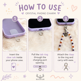 Divine Feminine Phone Charm (Moonstone + Carnelian + Rose Quartz + Amethyst)