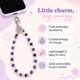 Healed Heart Phone Charm (Rose Quartz + Rhodonite + Amethyst + Clear Quartz)