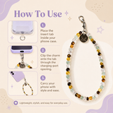Success & Luck Phone Charm (Citrine + Tiger Eye + Green Aventurine + Clear Quartz)