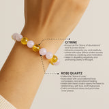 Natural Citrine Rose Quartz crystal bracelet close-up — Maayam India