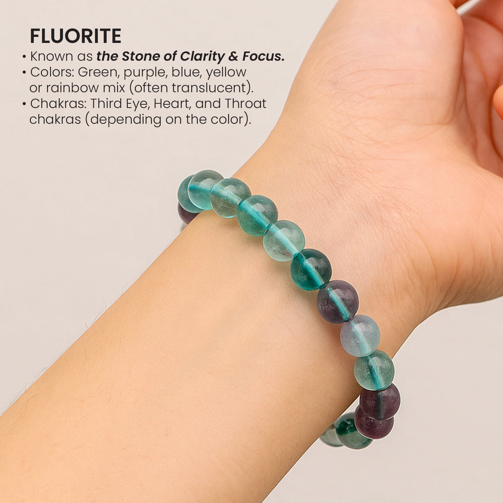 Natural Multi Fluorite crystal bracelet close-up — Maayam India