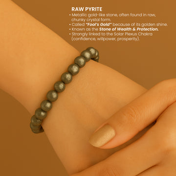 Natural Raw Pyrite crystal bracelet close-up — Maayam India