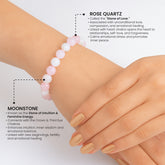 Natural Rose Quartz Moonstone crystal bracelet close-up — Maayam India