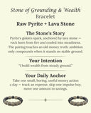 Stone of Grounding & Wealth Bracelet (Raw Pyrite + Lava Stone)