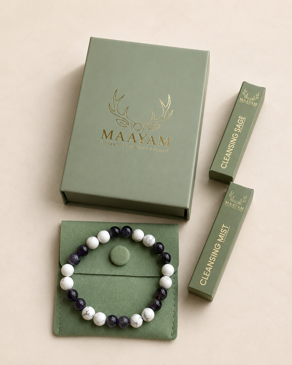 Amethyst and Howlite bracelet for sleep and anxiety relief — Maayam India