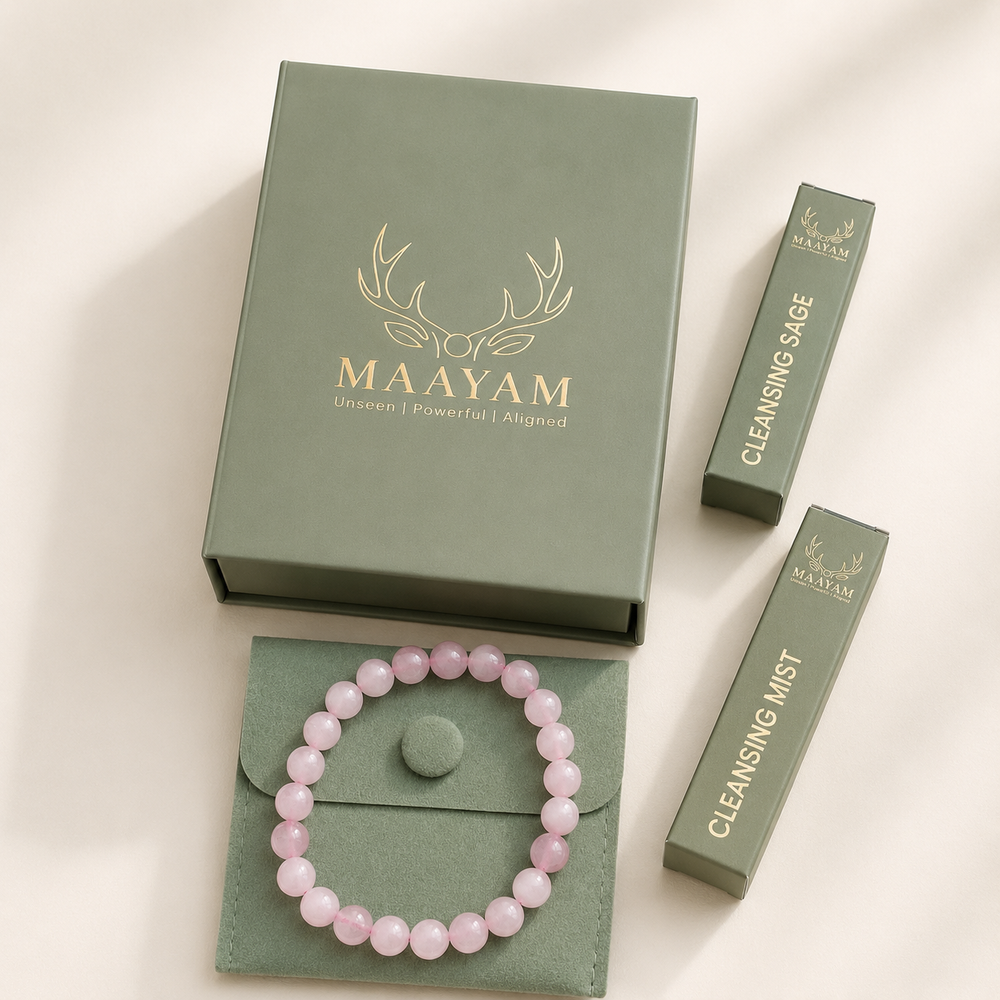 Rose Quartz bracelet for love and heart chakra healing — Maayam India