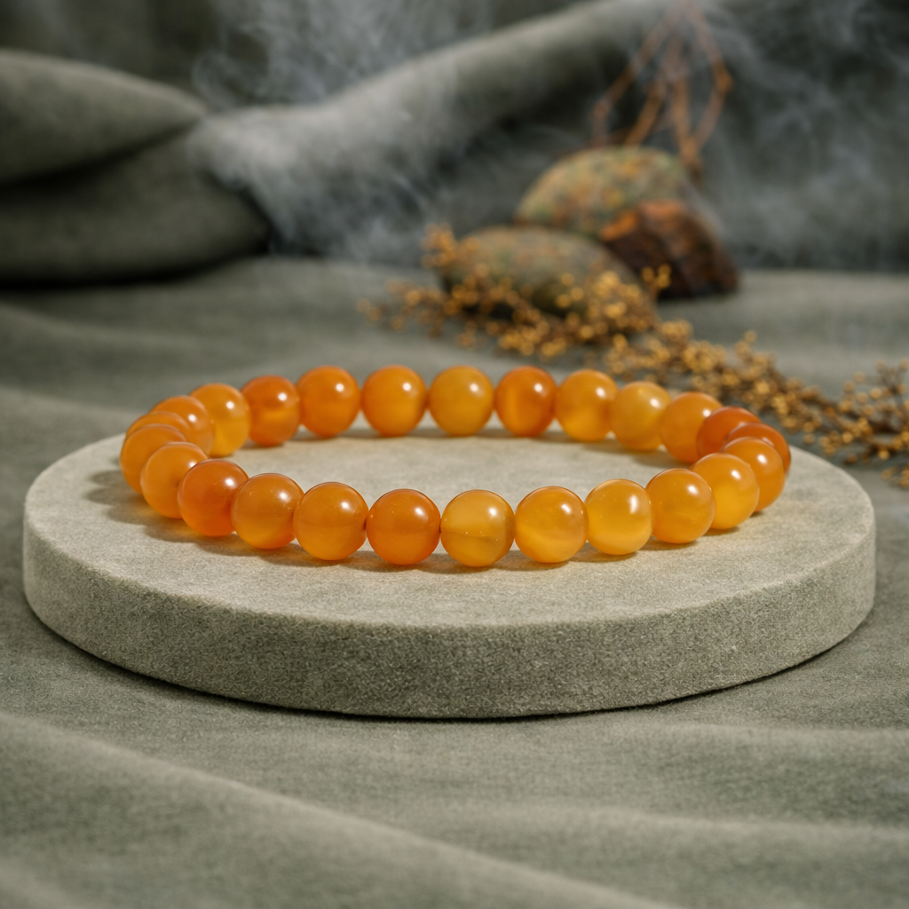 Natural Carnelian crystal bracelet close-up — Maayam India