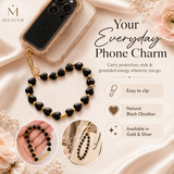 Heart Phone Charm – Black Obsidian with genuine heart-shaped Black Obsidian — Maayam India
