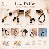Maayam India Heart Phone Charm – Black Obsidian premium packaging