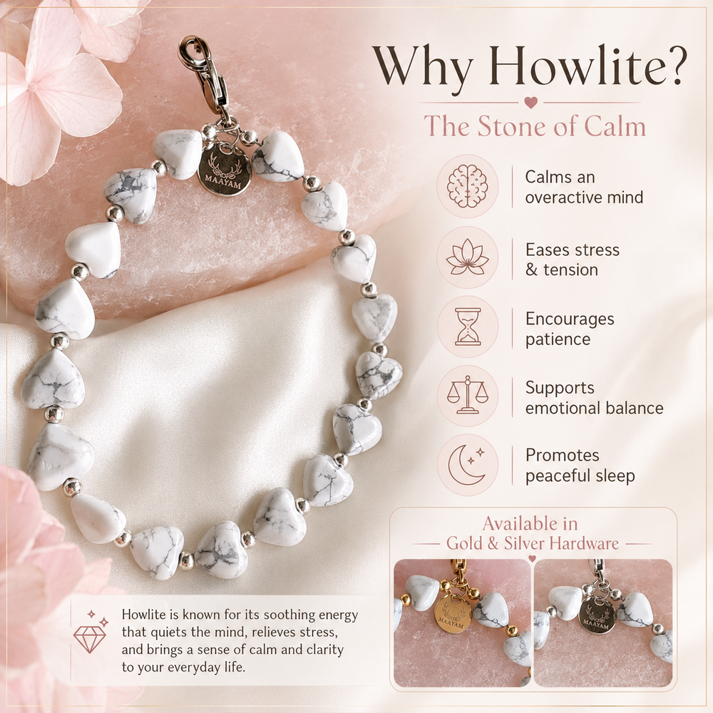 Heart Phone Charm – Howlite lifestyle view — Maayam India