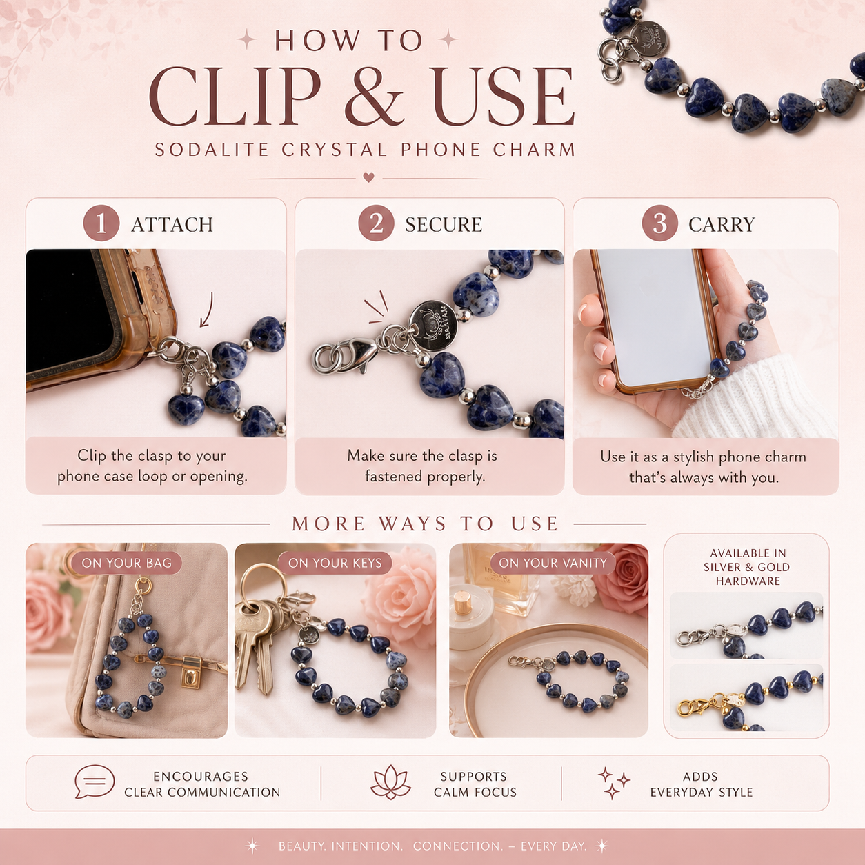 Maayam India Heart Phone Charm – Sodalite premium packaging