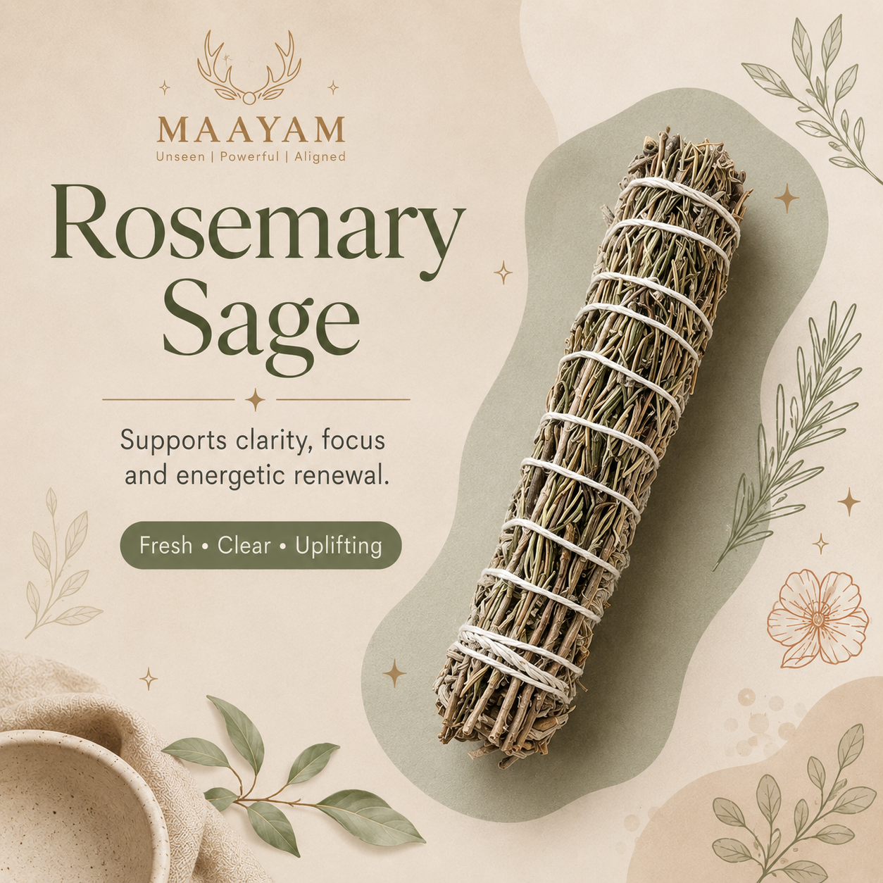 Sage Smudge Sticks – Set of 4 (Lavender, Rosemary, Eucalyptus &amp; Mixed Flower)