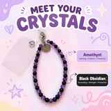 Calm & Clarity Phone Charm (Black Obsidian + Amethyst)