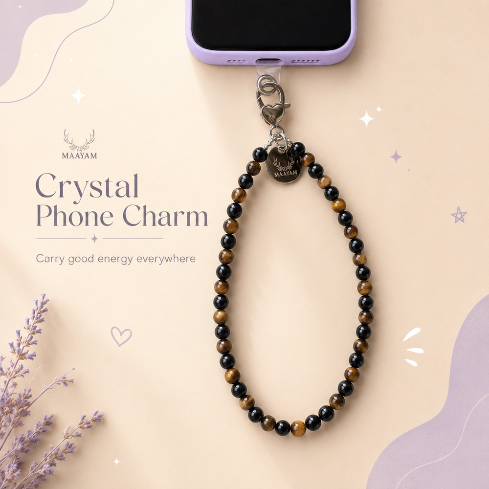 Customisable round bead crystal phone charm — Maayam India