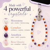 Divine Feminine Phone Charm (Moonstone + Carnelian + Rose Quartz + Amethyst)