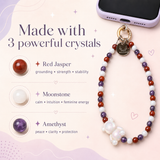 Grounded Intuition Phone Charm (Moonstone + Red Jasper + Amethyst)