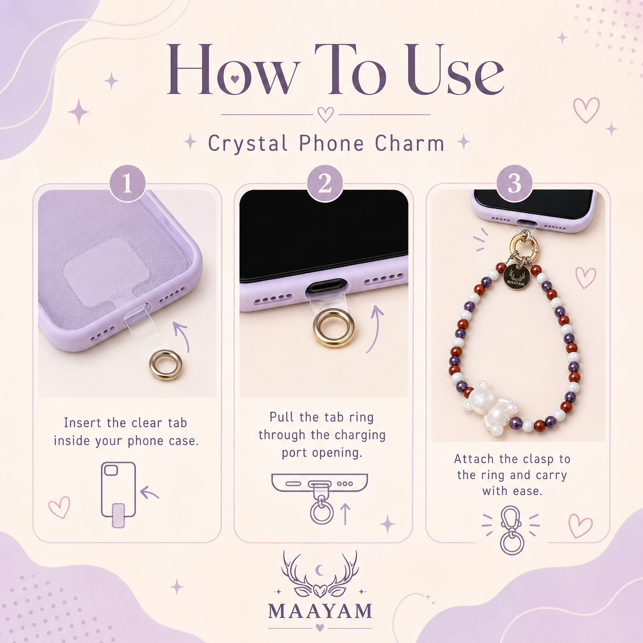 Grounded Intuition Phone Charm (Moonstone + Red Jasper + Amethyst)