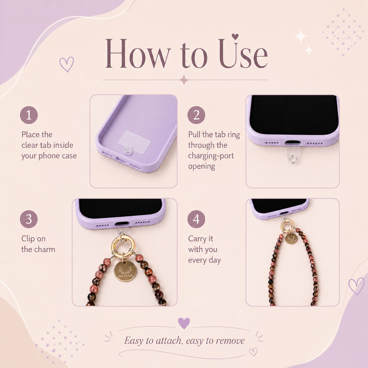 Compassion Phone Charm (Rhodonite)