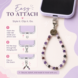 Healed Heart Phone Charm (Rose Quartz + Rhodonite + Amethyst + Clear Quartz)