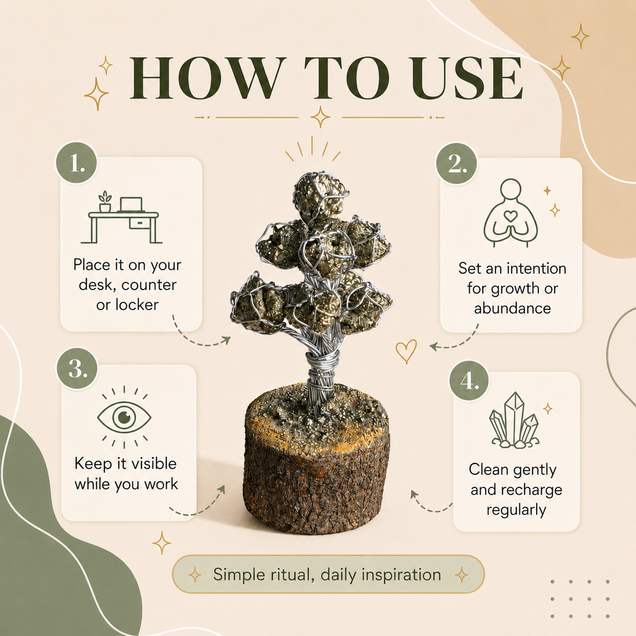 Mini Pyrite Tree for Office Desk