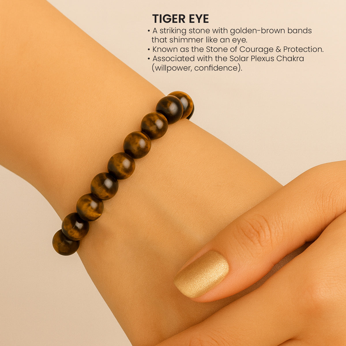 Natural Tiger Eye crystal bracelet close-up — Maayam India