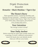 Triple Protection Bracelet (Hematite + Black Obsidian + Tiger's Eye)