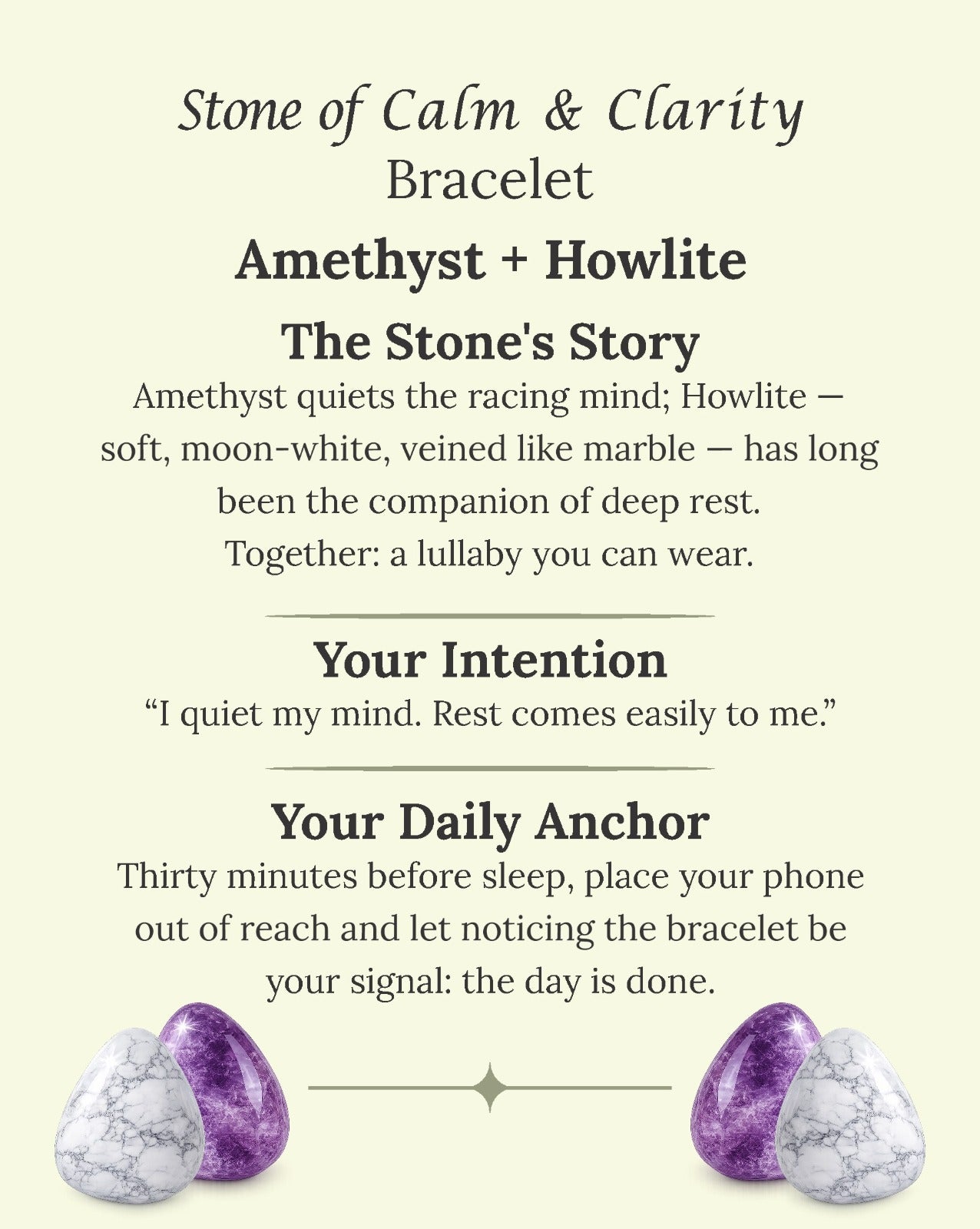 Stone of Calm & Clarity Bracelet (Amethyst + Howlite)