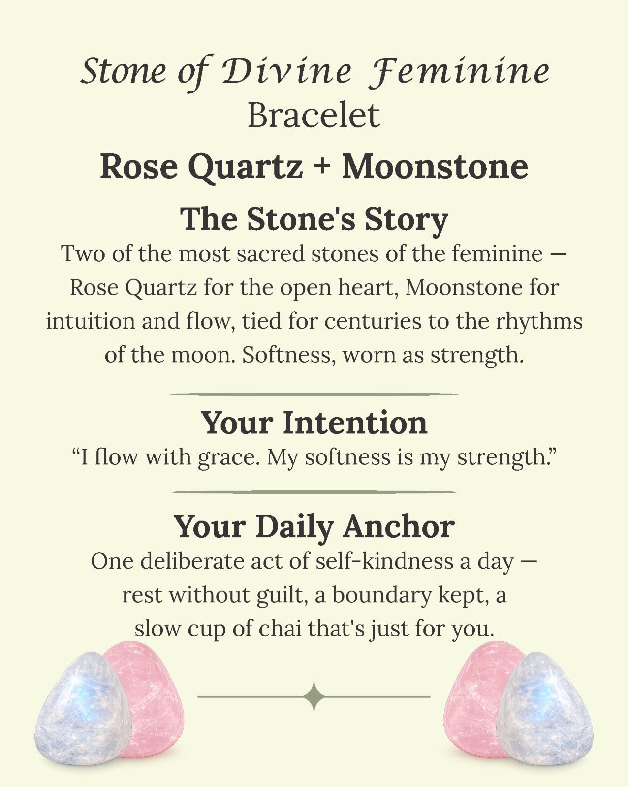Stone of Divine Feminine Bracelet (Rose Quartz + Moonstone)