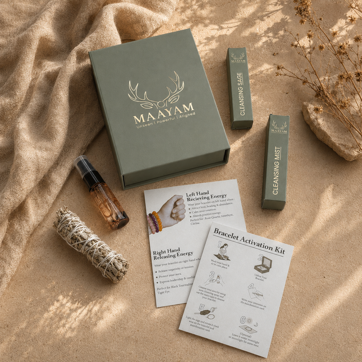 Maayam India natural crystal bracelet unboxing lifestyle