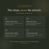 Why Choose Maayam — the ritual, never the miracle